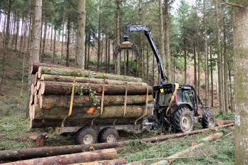 Martin's tractor and trailer extracting timber